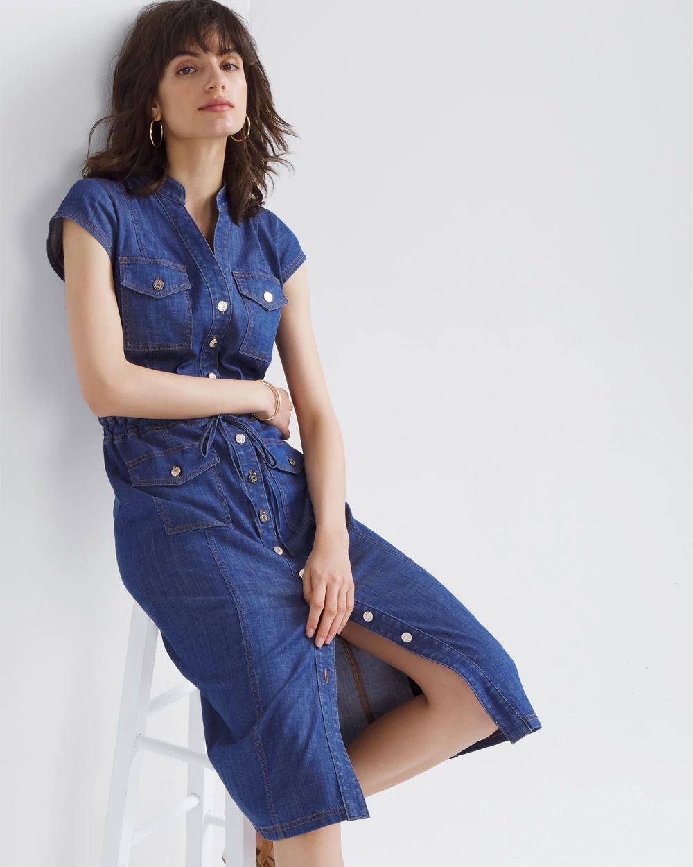 Petite button dress shop
